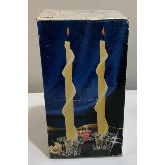 Vtg Clear Heavy Crystal Candleholder Candlestick Holder Taper Flower Shape NOS - Picture 14 of 14